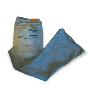 American Eagle Stretch Womens Flare Denim Blue Jeans 16 Short, Measured 36x29